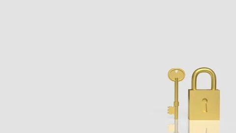 The Gold key and master for security concept 3d Rendering. 写真素材
