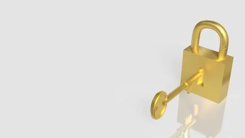 The Gold key and master for security concept 3d Rendering. Foto stock