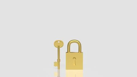 The Gold key and master for security concept 3d Rendering. Stock Photos