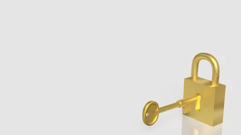 The Gold key and master for security concept 3d Rendering. 写真素材