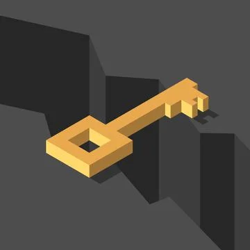 Gold key bridging gap Stock Illustration