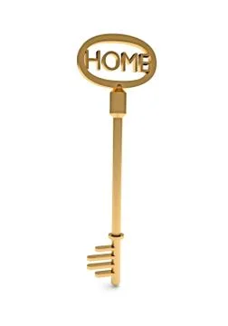 Gold key - home text Stock Illustration