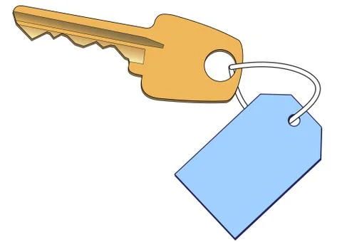 Gold key with a label Stock Illustration