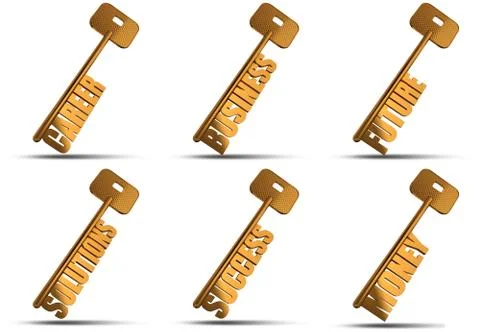 Gold key set Stock Illustration
