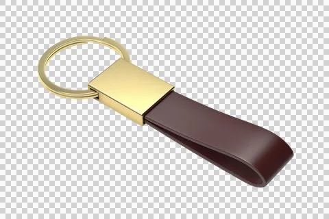 Gold keychain with leather strap Ilustração Stock