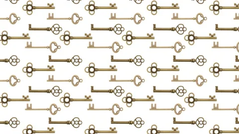 Gold keys on white background Stock Footage 159659217
