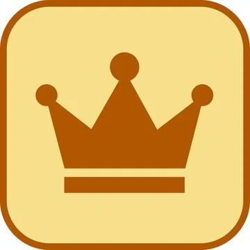 Gold King Crown Icon on Rounded Square Background with Outline for Royal Lux Stock Illustration