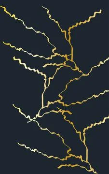 Gold kintsugi cover design vector. Luxury golden marble texture. Crack and br Stock Illustration