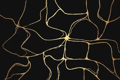 Gold kintsugi crack pattern. Japanese golden lines for modern minimalist de.. Illustrazione stock