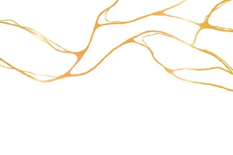 Gold kintsugi crack pattern on white bg. Japanese golden lines for modern m.. Stock Illustration