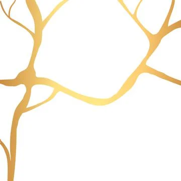 Gold kintsugi crack vector card on white background. Golden texture. Stock Illustration