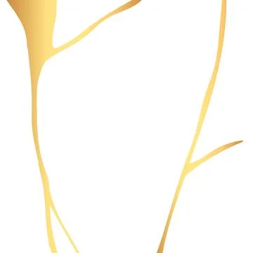 Gold kintsugi crack vector card on white background. Golden texture. Stock Illustration