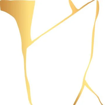 Gold kintsugi crack vector card on white background. Golden texture. Stock Illustration