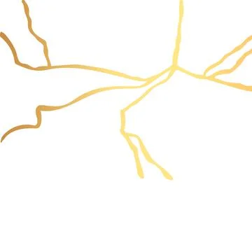 Gold kintsugi crack vector card on white background. Golden texture. Stock Illustration