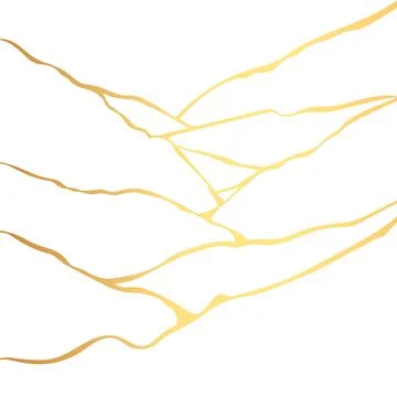Gold kintsugi crack vector card on white background. Golden texture. Stock-Illustration