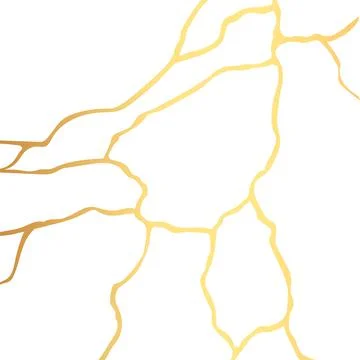 Gold kintsugi crack vector card on white background. Golden texture. Stock Illustration