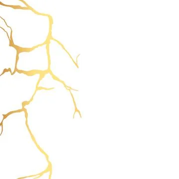 Gold kintsugi crack vector card on white background. Golden texture. Stock Illustration