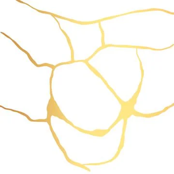 Gold kintsugi crack vector card on white background. Golden texture. Illustrazione stock