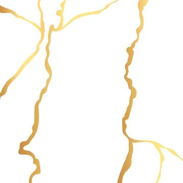 Gold kintsugi crack vector card on white background. Golden texture. Stock Illustration