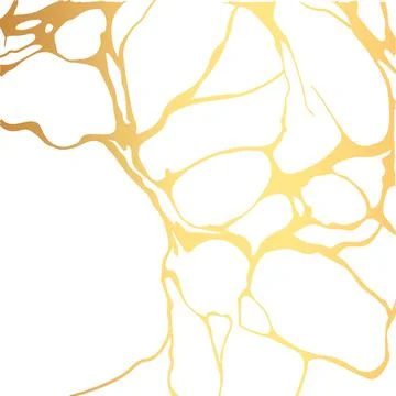 Gold kintsugi crack vector card on white background. Golden texture. Stock Illustration