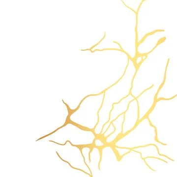 Gold kintsugi crack vector card on white background. Golden texture. Stock Illustration