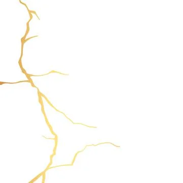 Gold kintsugi crack vector card on white background. Golden texture. Stock Illustration