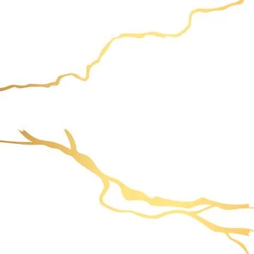Gold kintsugi crack vector card on white background. Golden texture. Stock Illustration
