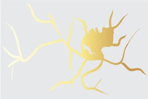 Gold Kintsugi Crack Vector on White Background. Stock Illustration