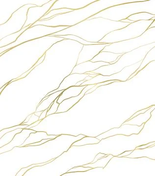Gold kintsugi cracks on white marble create elegant pattern with golden veins Stock Illustration
