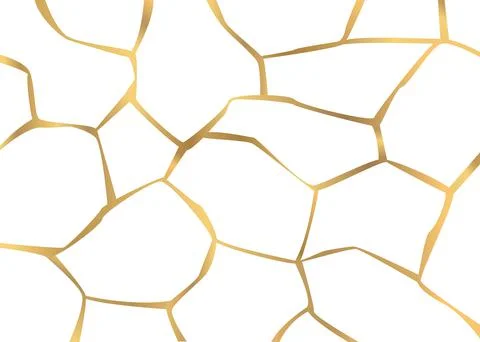 Gold kintsugi pattern, crack cover, broken line background. Polygonal templat Stock Illustration