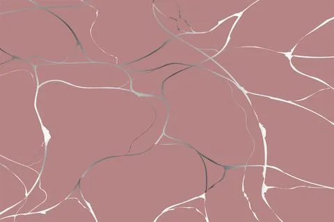 Gold kintsugi on pink background. Crack and broken effects. Marble texture Stock Illustration