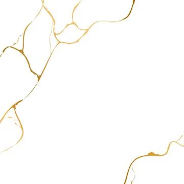 Gold kintsugi on white background. Crack and broken effects. Marble texture Stock Illustration