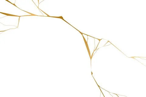Gold kintsugi on white background. Crack and broken effects. Marble texture Stock Illustration