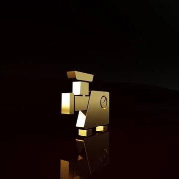 Gold Kitchen meat grinder icon isolated on brown background. Minimalism conce Stock Illustration