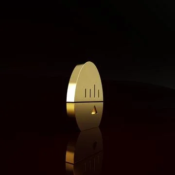 Gold Kitchen timer icon isolated on brown background. Egg timer. Cooking uten 스톡 일러스트