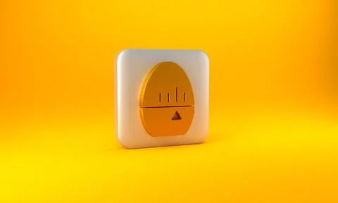 Gold Kitchen timer icon isolated on yellow background. Egg timer. Cooking イラスト素材
