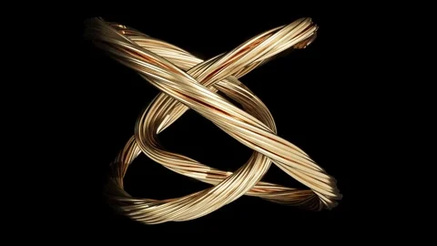 Gold knot infinity endless loop on black back Stock Footage 271069759