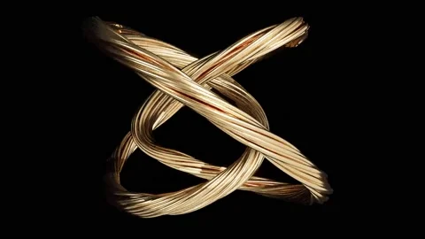 Gold knot infinity endless loop on black back Video stock 271573764