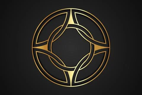 Gold knot round logo design, celtic style, circle shape business icon template Stock Illustration