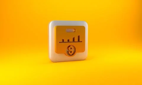 Gold KPI - Key performance indicator icon isolated on yellow background. Silv 스톡 일러스트