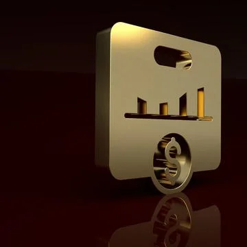 Gold KPI - Key performance indicator icon isolated on brown background Stock Illustration