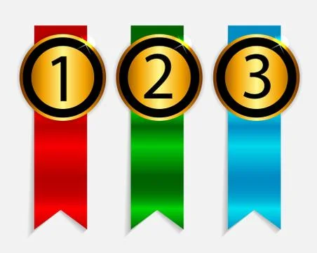 Gold Label 1, 2, 3 Vector Illustration Stock Illustration