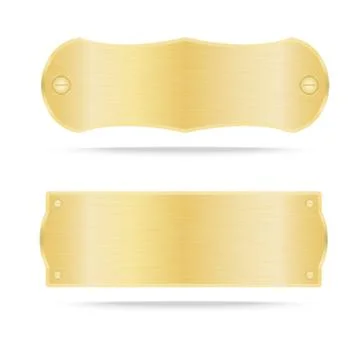  Gold label metal or Metallic gold name plate Stock Illustration