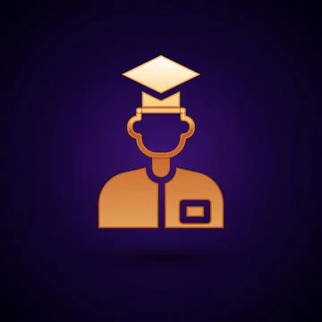Gold Laboratory assistant icon isolated on black background. Vector Illustrazione stock