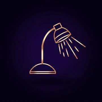 Gold lamp icon. Vector illustration isolated on a blue background. School top Stock Illustration