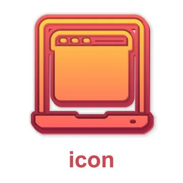 Gold Laptop with browser window icon isolated on white background. Computer n 库存插图