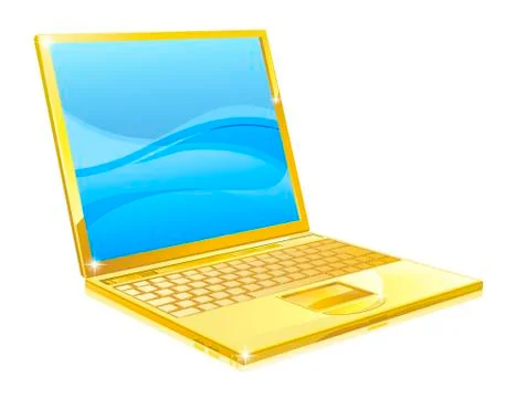 Gold laptop computer Stock Illustration