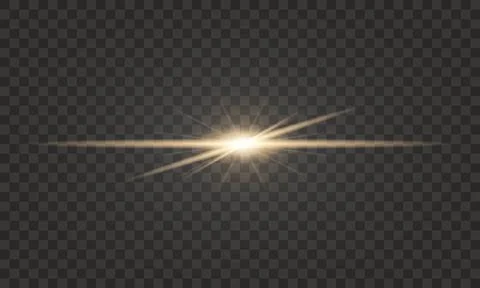 Gold laser beam, flare effect. Sparkling light overlay イラスト素材