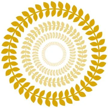 Gold laurel wreath circle set Stock Illustration