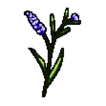 Gold lavender pixel art vector illustration Stock Illustration